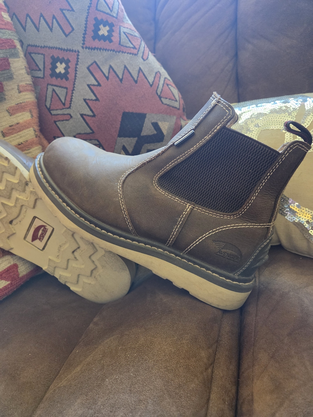 Avenger Brown Chukka Work Boots with Cream Sole